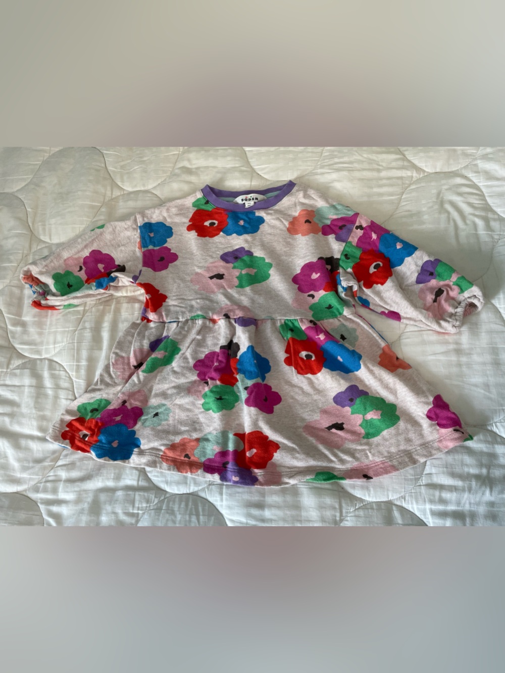 Mini Boden Grey Dress with Multicolor Floral Print